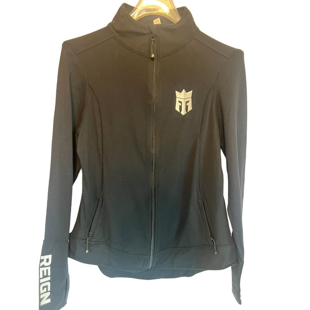 Glyder Fitness Jacket Coat Womens M Zip-Up Reign Logo‎ Black Mesh back